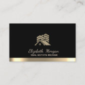 エステ実在ートブローカーハウスルーフ建物ブラック 名刺 (正面)