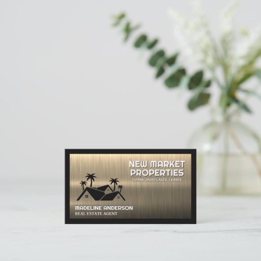 エステ実在ートホームズパームストレース |メタリック金ゴールド 名刺 (スタンド正面)