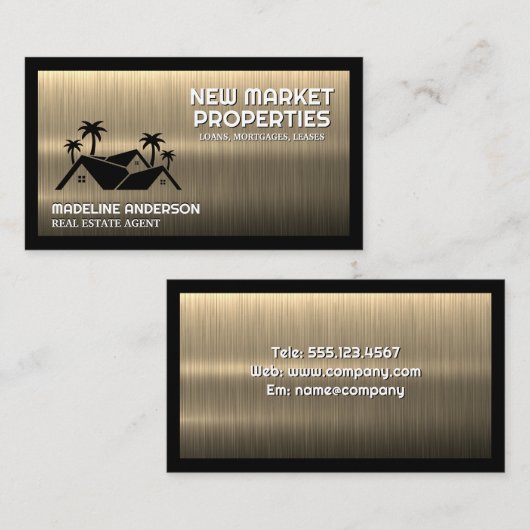 エステ実在ートホームズパームストレース |メタリック金ゴールド 名刺 (正面/裏面)