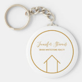 エステ実在ートモダンハウスシック金ゴールドカスタム不動産仲介業者 キーホルダー (正面)
