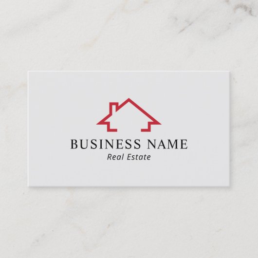 エステ実在ートモダンレッドハウスロゴ不動産仲介業者 名刺 (正面)