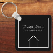 エステ実在ートモダン白黒カスタムオープンハウス キーホルダー (正面)