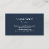 エステ実在ート不動産仲介業者ハウスロゴネイビーブルー 名刺 (裏面)