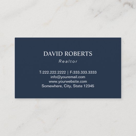エステ実在ート不動産仲介業者ハウスロゴネイビーブルー 名刺 (裏面)