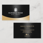 エステ実在ート不動産仲介業者ハウスロゴ(黒と金ゴールド) 名刺 (正面/裏面)