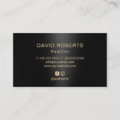 エステ実在ート不動産仲介業者ハウスロゴ(黒と金ゴールド) 名刺 (裏面)