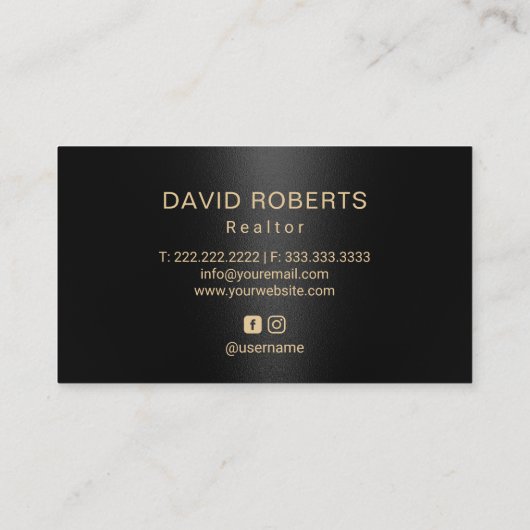 エステ実在ート不動産仲介業者ハウスロゴ(黒と金ゴールド) 名刺 (裏面)