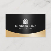 エステ実在ート不動産仲介業者ハウスロゴ(黒と金ゴールド) 名刺 (正面)