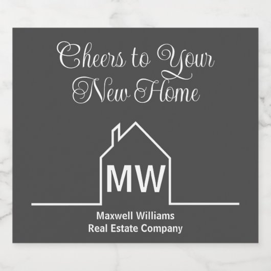 エステ実在ート会社引っ越し祝いパーティー応援シックグレイ スパークリングワインラベル (シングルラベル)