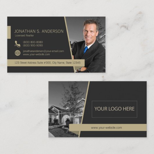 エステ実在ート名刺（黒）金ゴールド19023 名刺 (正面/裏面)