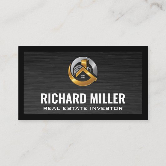 エステ実在ート金ゴールドシルバー建物アイコン 名刺 (正面)