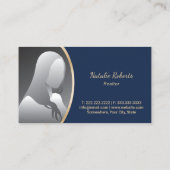 エステ実在ート金ゴールドハウス不動産仲介業者ネイビーブルーフォト 名刺 (裏面)