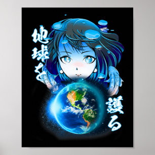 エステ日本のティックアニメシャツガールアースデイワー ポスター