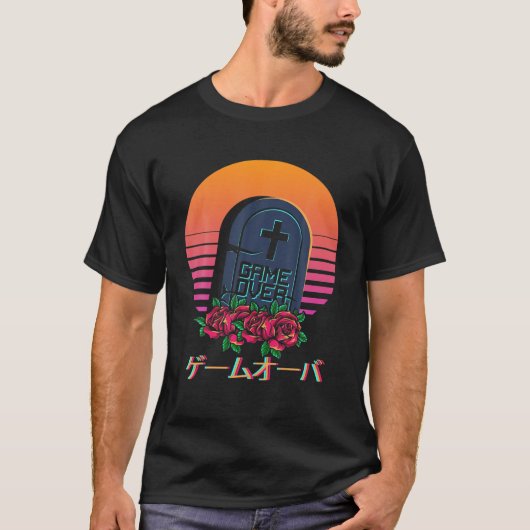 エステ日本のティックフラワーロス上のVaporwaveゲーム Tシャツ (正面)