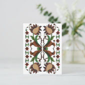 エストニアのヴィンテージ フォークアート 花柄デザイン ポストカード (スタンド正面)