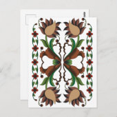 エストニアのヴィンテージ フォークアート 花柄デザイン ポストカード (正面/裏面)