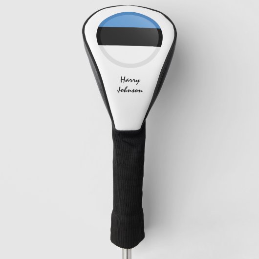 エストニアの国旗とモノグラムのゴルフクラブカバー ゴルフヘッドカバー (正面)