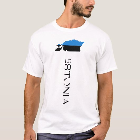 エストニアの国旗地図 Tシャツ (正面)