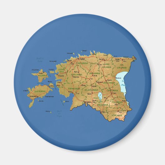 エストニアの地図マグネット マグネット (正面)
