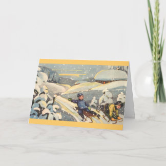 エストニアの子供たちとソリ シーズンカード