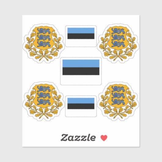 エストニアの紋章と国旗のステッカー シール (シート)