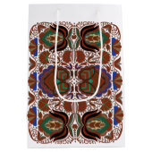 エストニアの素朴なフォークアートの花のパターン ミディアムペーパーバッグ (裏面)