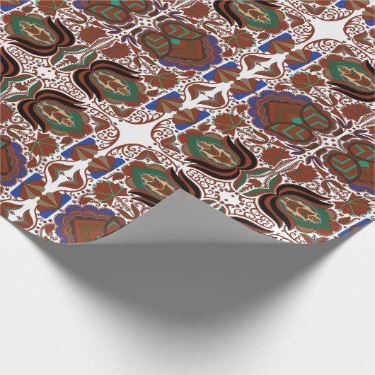 エストニアの素朴なフォークアートの花のパターン ラッピングペーパー (角)