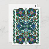 エストニアの青いヴィンテージ フォークアート模様 花 ポストカード (正面/裏面)