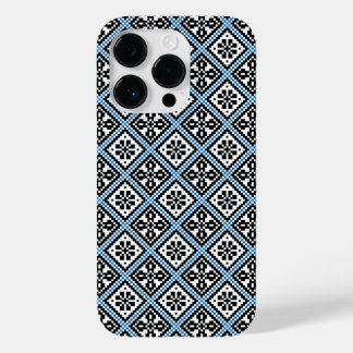 エストニアの青い黒と白のミッテン模様のケース – Case-Mate iPhone 14 PROケース