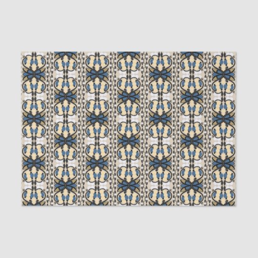 エストニアの青と黄のフローラフォーク美術 薄葉紙 (正面)