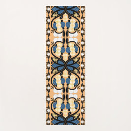 エストニアの青と黄色のフローラフォークアート ヨガマット