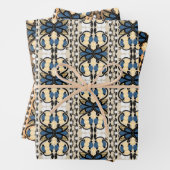 エストニアの青と黄色のフローラフォークアート ラッピングペーパーシート (インサイチュ)