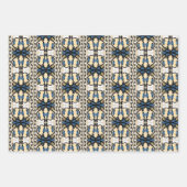 エストニアの青と黄色のフローラフォークアート ラッピングペーパーシート (正面)