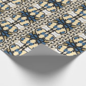 エストニアの青と黄色のフローラフォークアート ラッピングペーパー (角)