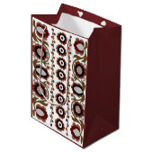 エストニアアンティークフォークアートの花のパターン ミディアムペーパーバッグ (正面アングル)