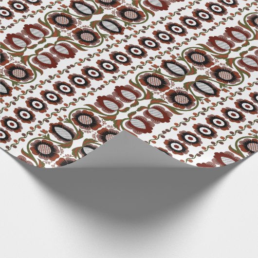 エストニアアンティークフォークアートの花のパターン ラッピングペーパー (角)