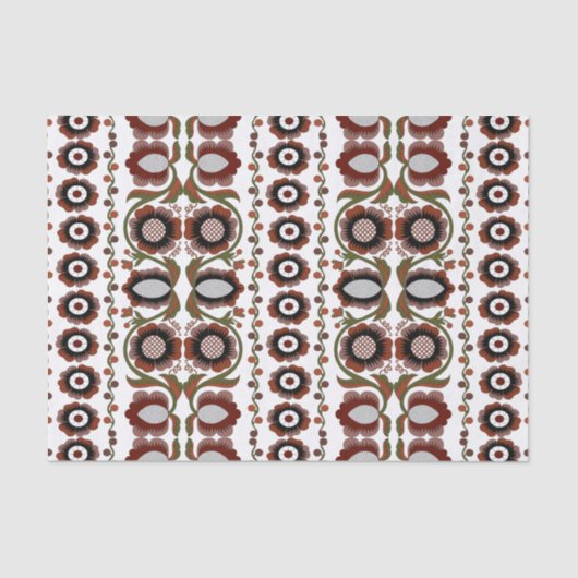 エストニアアンティークフォークアートの花のパターン 薄葉紙 (正面)