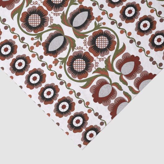 エストニアアンティークフォークアートの花のパターン 薄葉紙 (詳細)