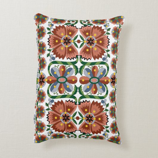 エストニアアンティークフォークアートデザイン(花付き) アクセントクッション (裏面(縦))