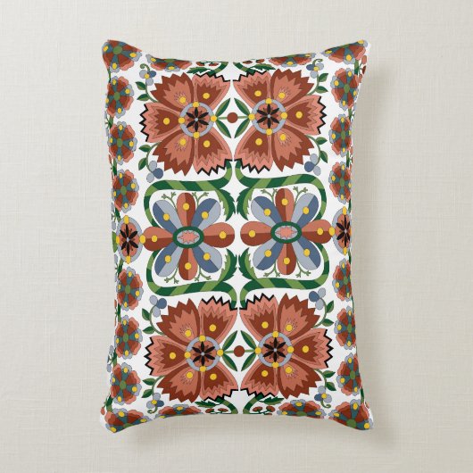 エストニアアンティークフォークアートデザイン（花付き） アクセントクッション (正面(垂直))