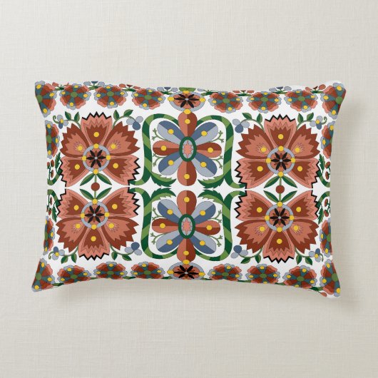 エストニアアンティークフォークアートデザイン（花付き） アクセントクッション (裏面)