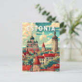 エストニアイラストレーショントラベルアートヴィンテージ ポストカード (スタンド正面)