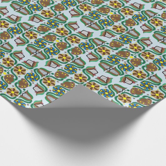 エストニアカラフルの花伝統的柄 ラッピングペーパー (角)