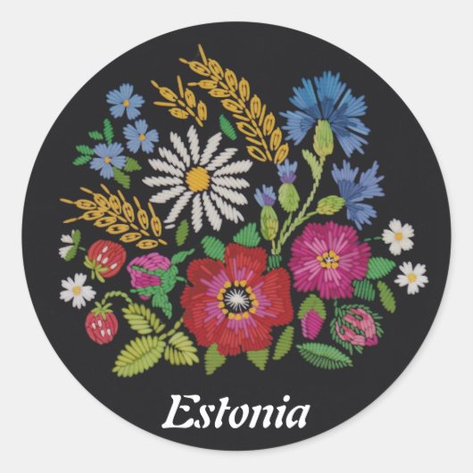 エストニアカラフルの野生の花のシール ラウンドシール (正面)