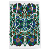 エストニアブルーヴィンテージフォークアートの花のパターン ミディアムペーパーバッグ (正面)