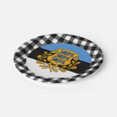 エストニアプレート、バッファロー・プレイド&エストニア国旗 ペーパープレート (アングル)