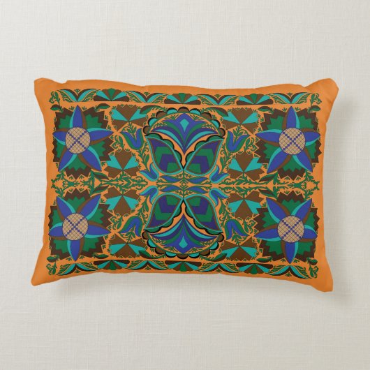 エストニアンブルーヴィンテージフォークの絵柄 アクセントクッション (裏面)