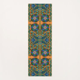 エストニアンブルーヴィンテージフォークアートフラワーパターン ヨガマット