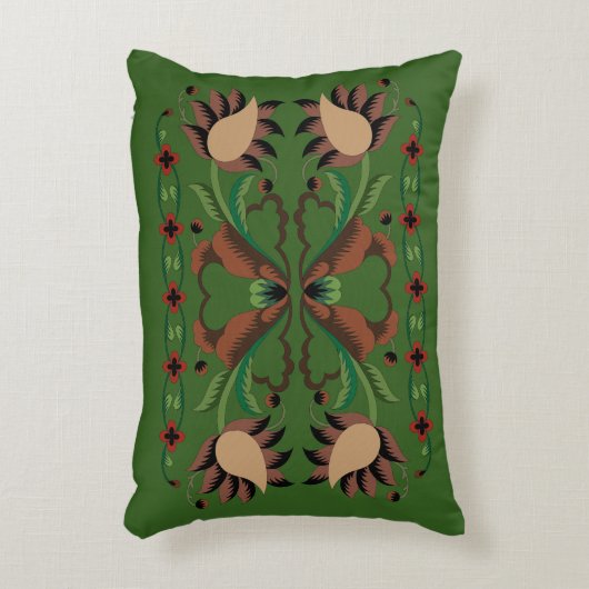 エストニアヴィンテージフォークアートフローラデザイン アクセントクッション (正面(垂直))