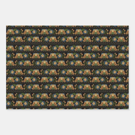 エストニアヴィンテージフォークアートフローラ刺繍 ラッピングペーパーシート (正面3)